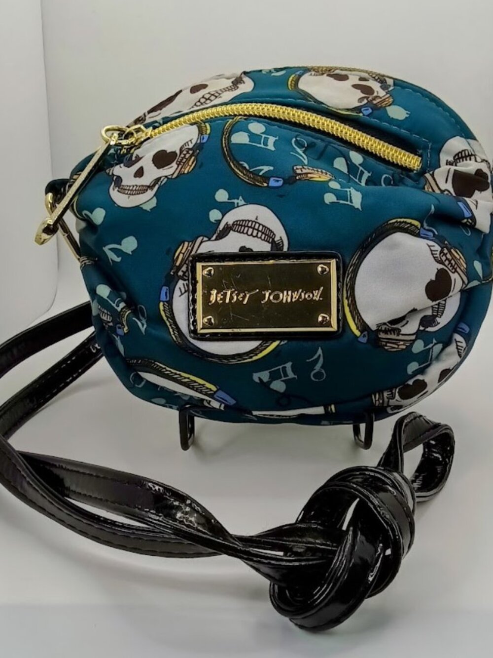 Betsey Johnson Skull Headphones Teal Crossbody Bag
